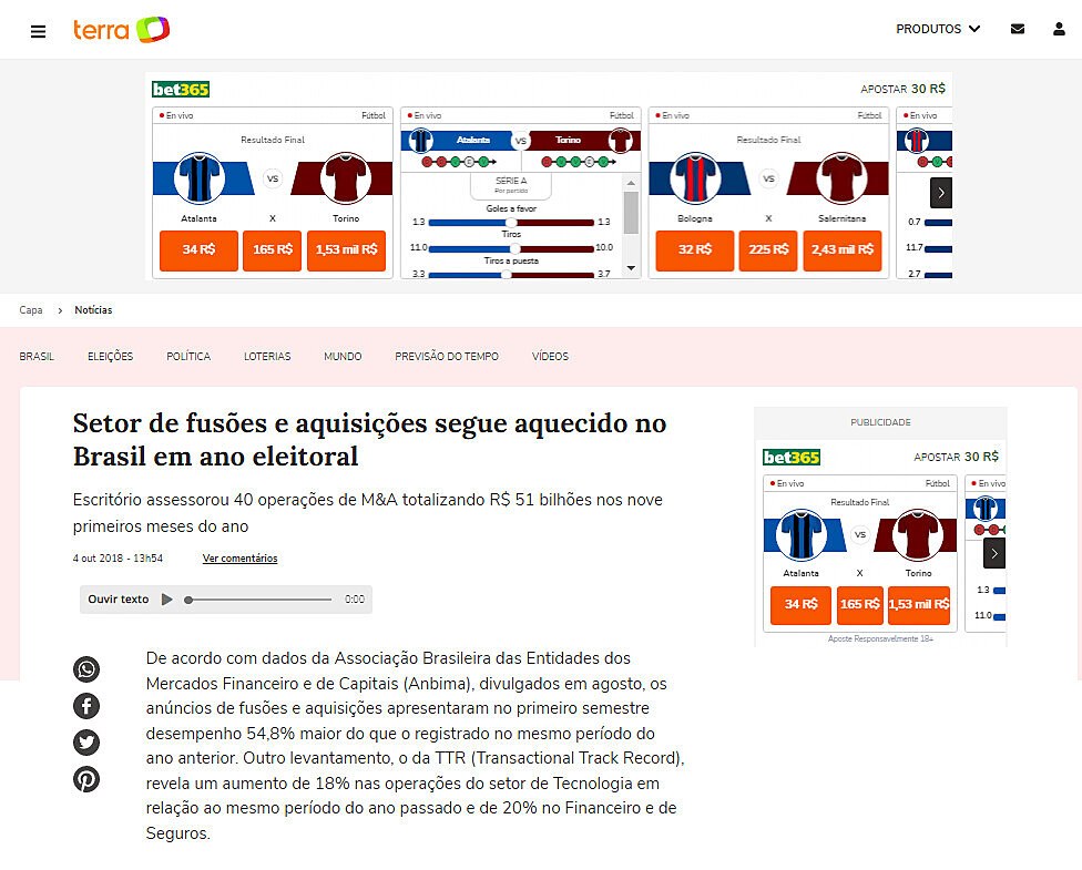 Setor de fuses e aquisies segue aquecido no Brasil em ano eleitoral